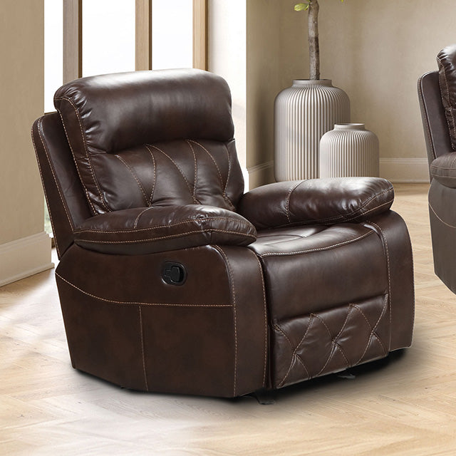 FURNITURE OF AMERICA, OSIAS  MANUAL MOTION SOFA SET BROWN, NX6004BR-S-L