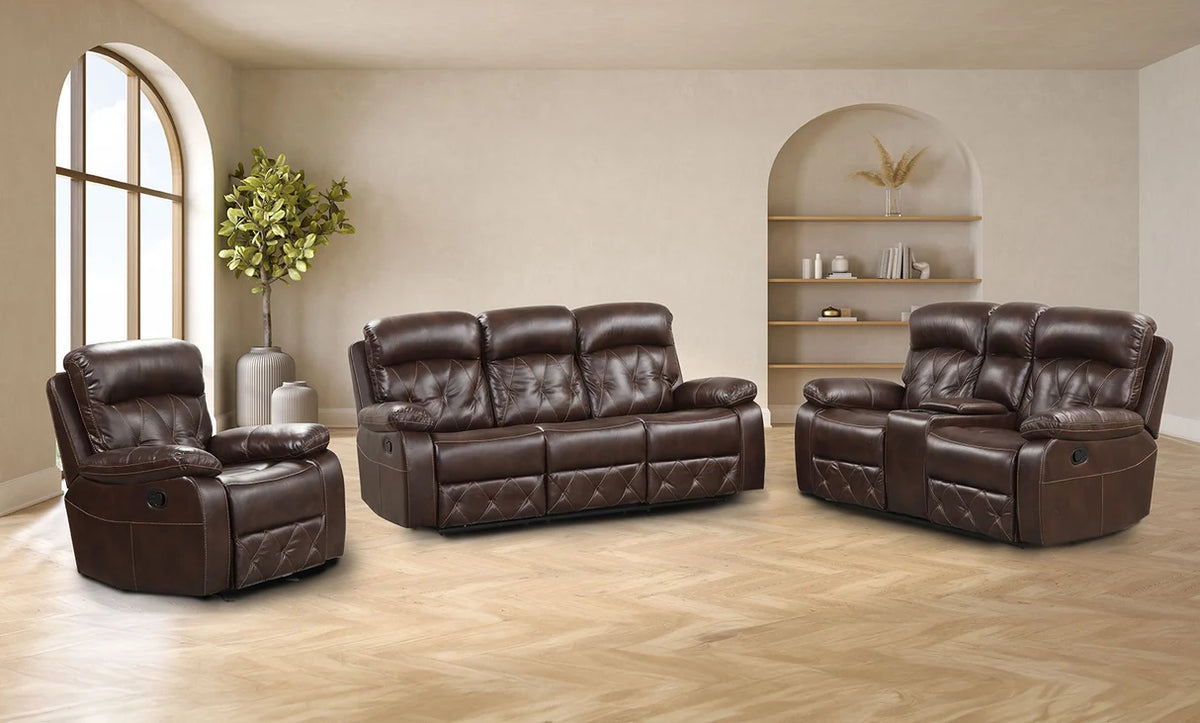 FURNITURE OF AMERICA, OSIAS  MANUAL MOTION SOFA SET BROWN, NX6004BR-S-L