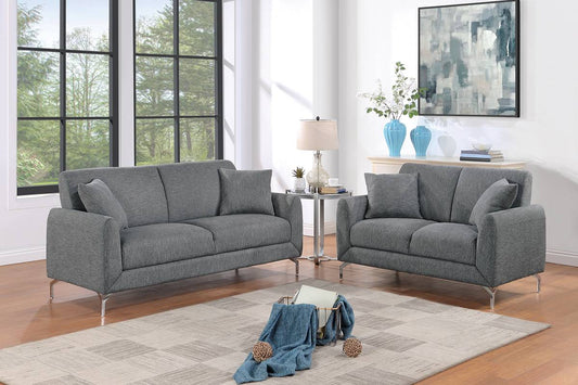 2 PIECES SOFA SET DARK GRAY, F8437