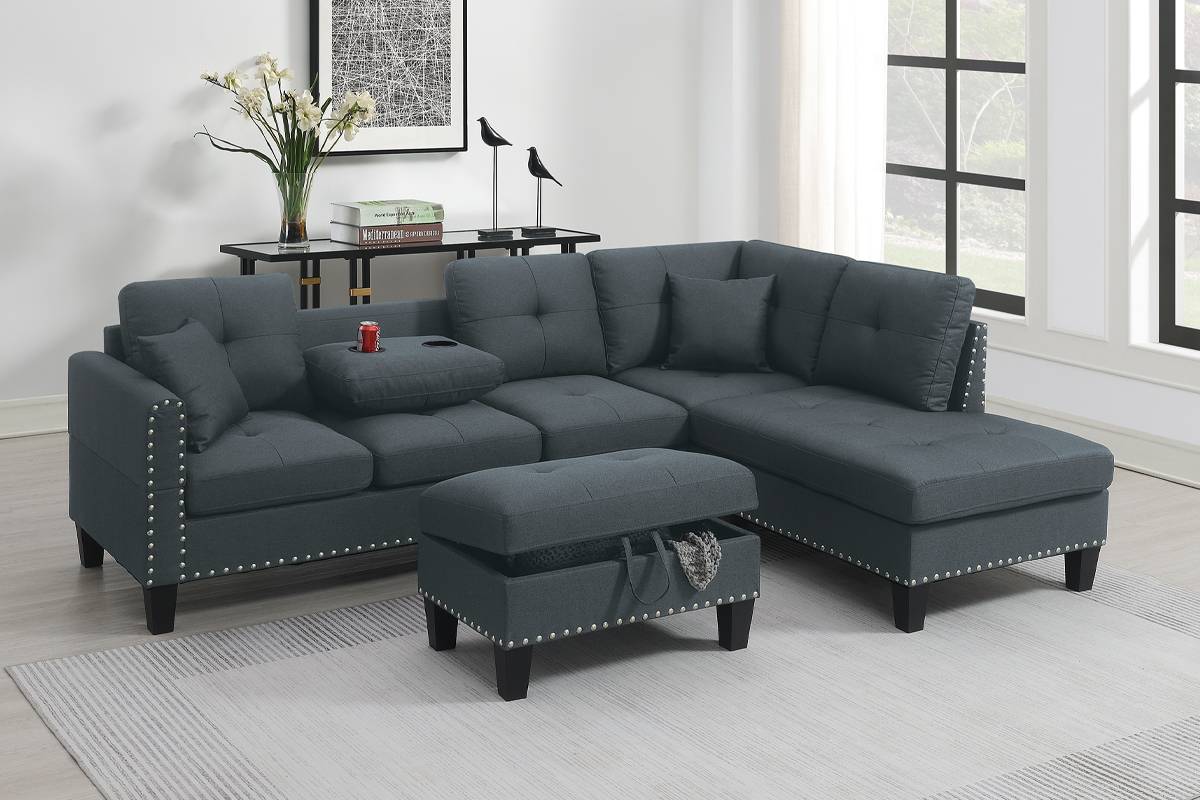 3 PIECES SECTIONAL WITH OTTOMAN, F8886