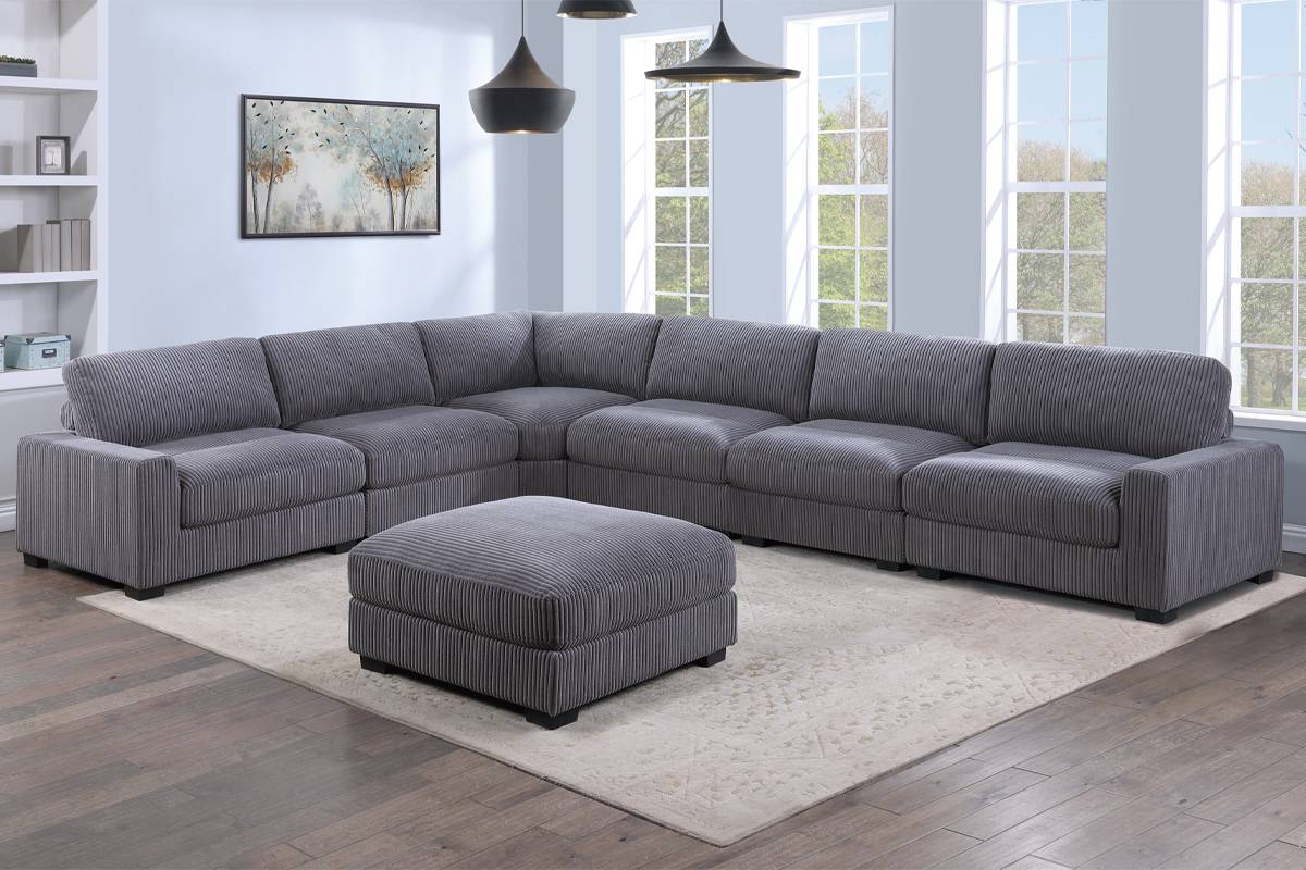 7-Pcs Modular Set gray corduroy, 167