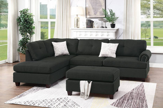 REVERSIBLE SECTIONAL GRAY WITH OTTOMAN, F6415