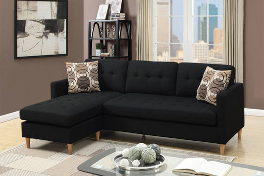 REVERSIBLE SECTIONAL BLACK LINEN, F7084