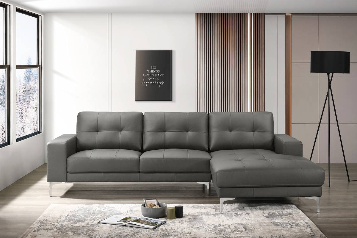 SECTIONAL FULL LEATHER BLACK, F8424