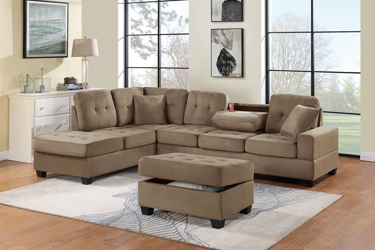 REVERSIBLE SECTIONAL SADDLE WITH OTTOMAN, F8436