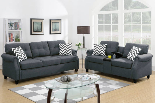 2 Pieces sofa set blue gray with USB, F6411