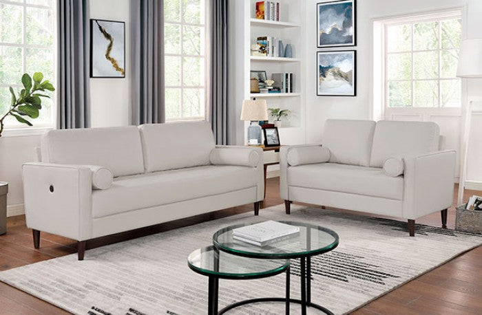 HORGE, 2 PIECES SOFA SET OFF WHITE, CM6452WH-S-L