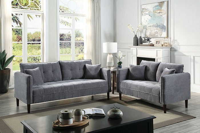 LYNDA, 2 PIECES SOFA SET GRAY CHENILLE, CM6736DG-S-L