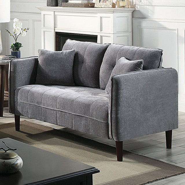 LYNDA, 2 PIECES SOFA SET GRAY CHENILLE, CM6736DG-S-L