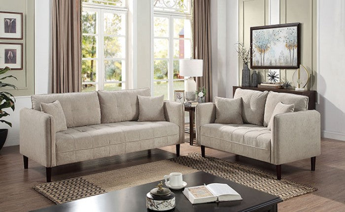 LYNDA, 2 PIECES SOFA SET BEIGE CHENILLE, CM6736LG-S-L