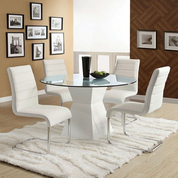 MAUNA, MODERN 5 PIECES ROUND DINING SET, CM8371WH