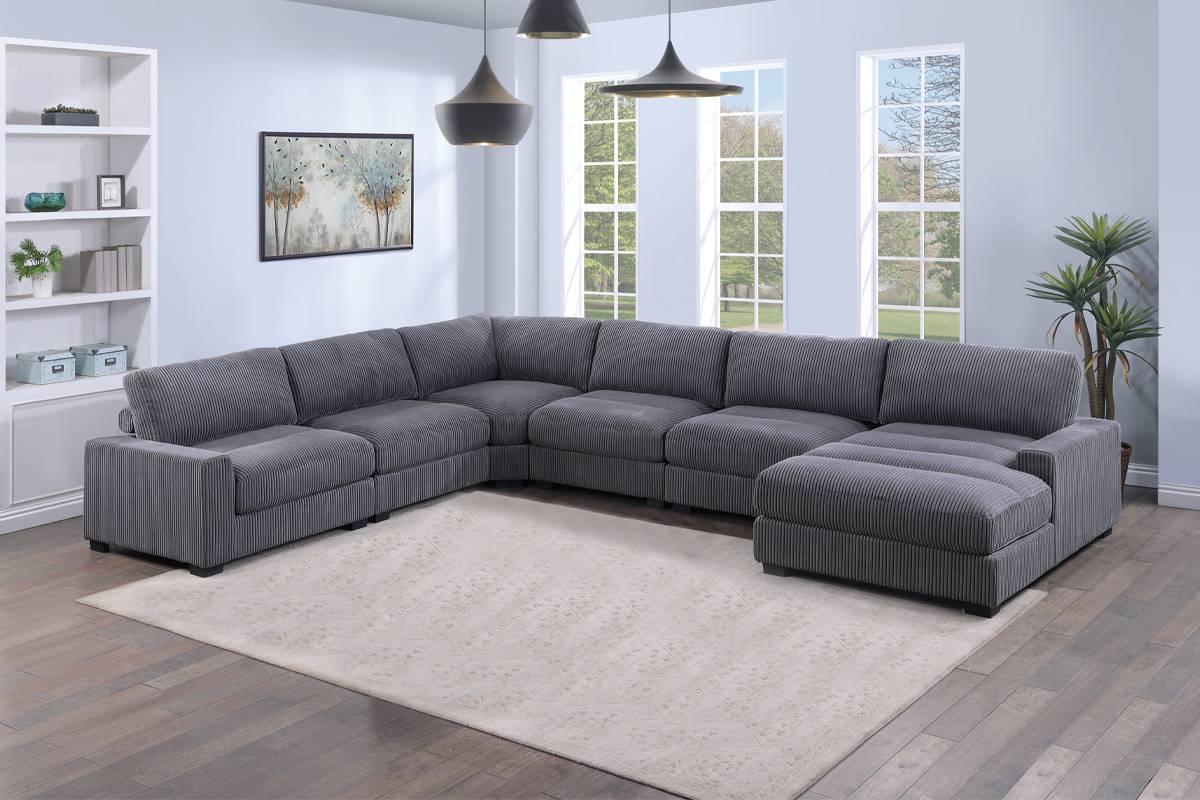 6-Pcs Modular Set gray corduroy, 163