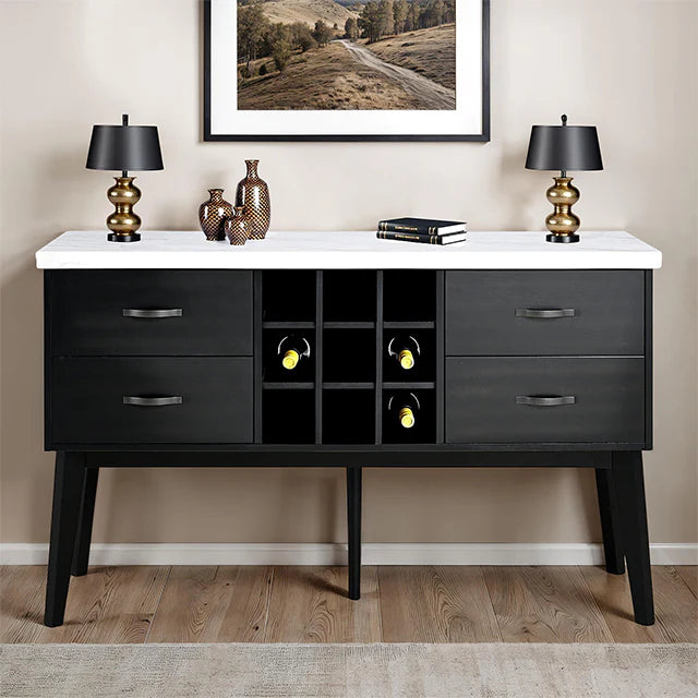 SHILDON, BLACK SERVER WITH MARBLE TOP, FM-AC9002SV