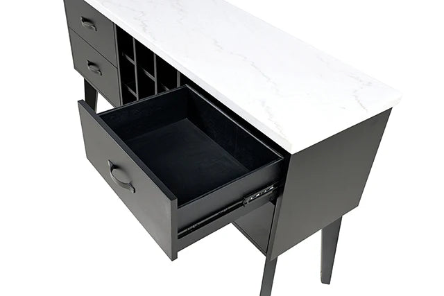 SHILDON, BLACK SERVER WITH MARBLE TOP, FM-AC9002SV
