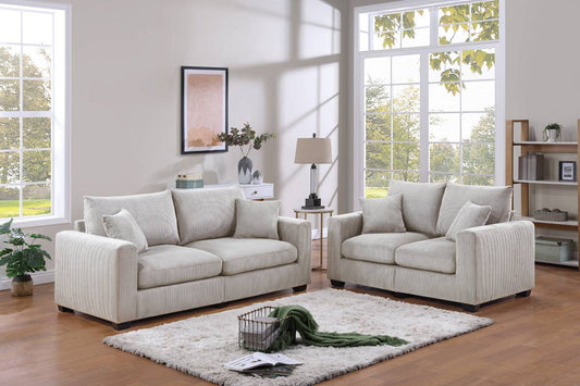 SOFA SET IVORY CORDUROY,F8428