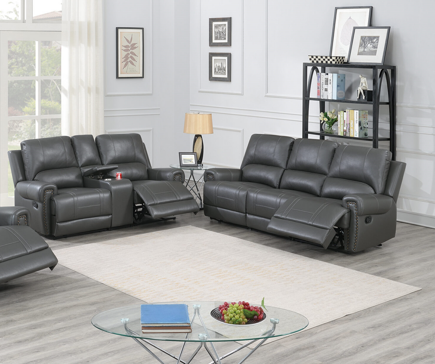 2 PIECES POWER RECLINING SOFA SET GRAY, F86342/F86343