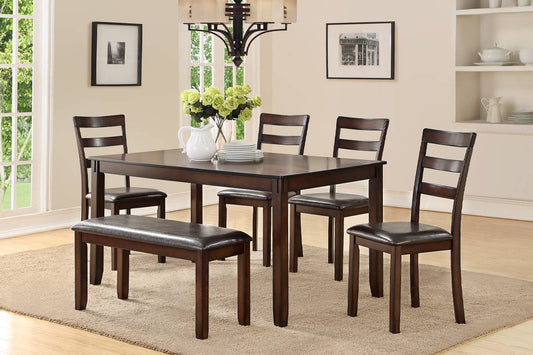 6 PIECES DINING SET WALNUT FINISH, F2547