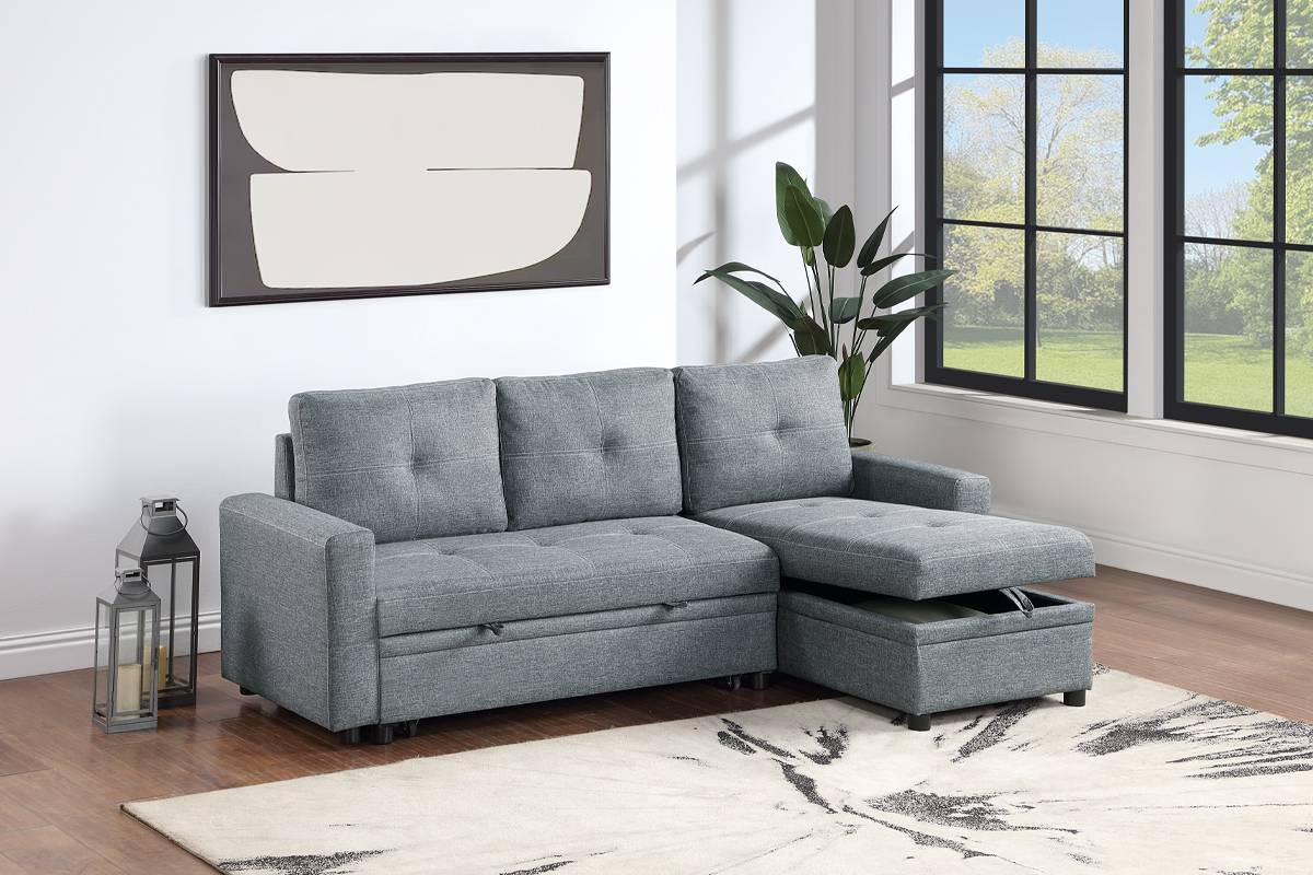 POUNDEX, REVERSIBLE SECTIONAL LIGHT GRAY, F8536