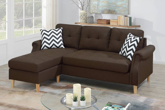 REVERSIBLE SECTIONAL DARK COFFEE LINEN, F6457