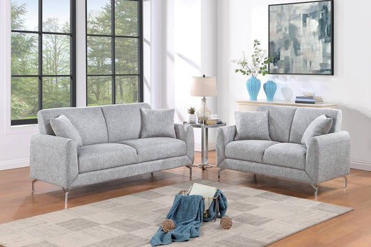 2 PIECES SOFA SET LIGHT GRAY, F8438