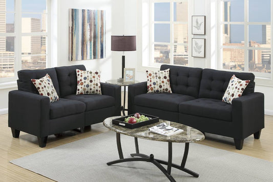 2 PIECES SOFA SET BLACK, F6903