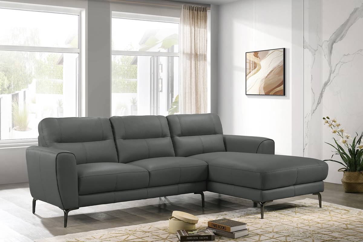 SECTIONAL FULL LEATHER ANTHRACITE, F8425